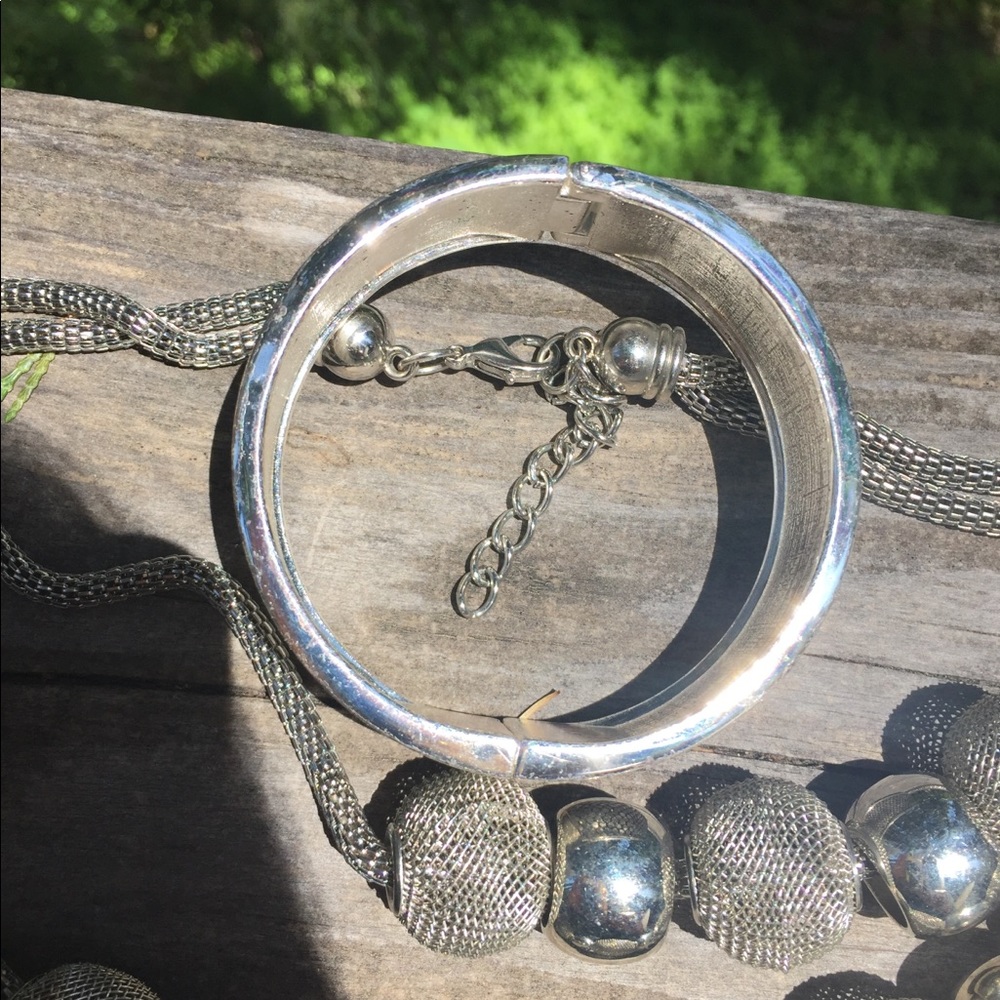 Silver Bangle Bracelet Silver Statement Chunky Ch… - image 8